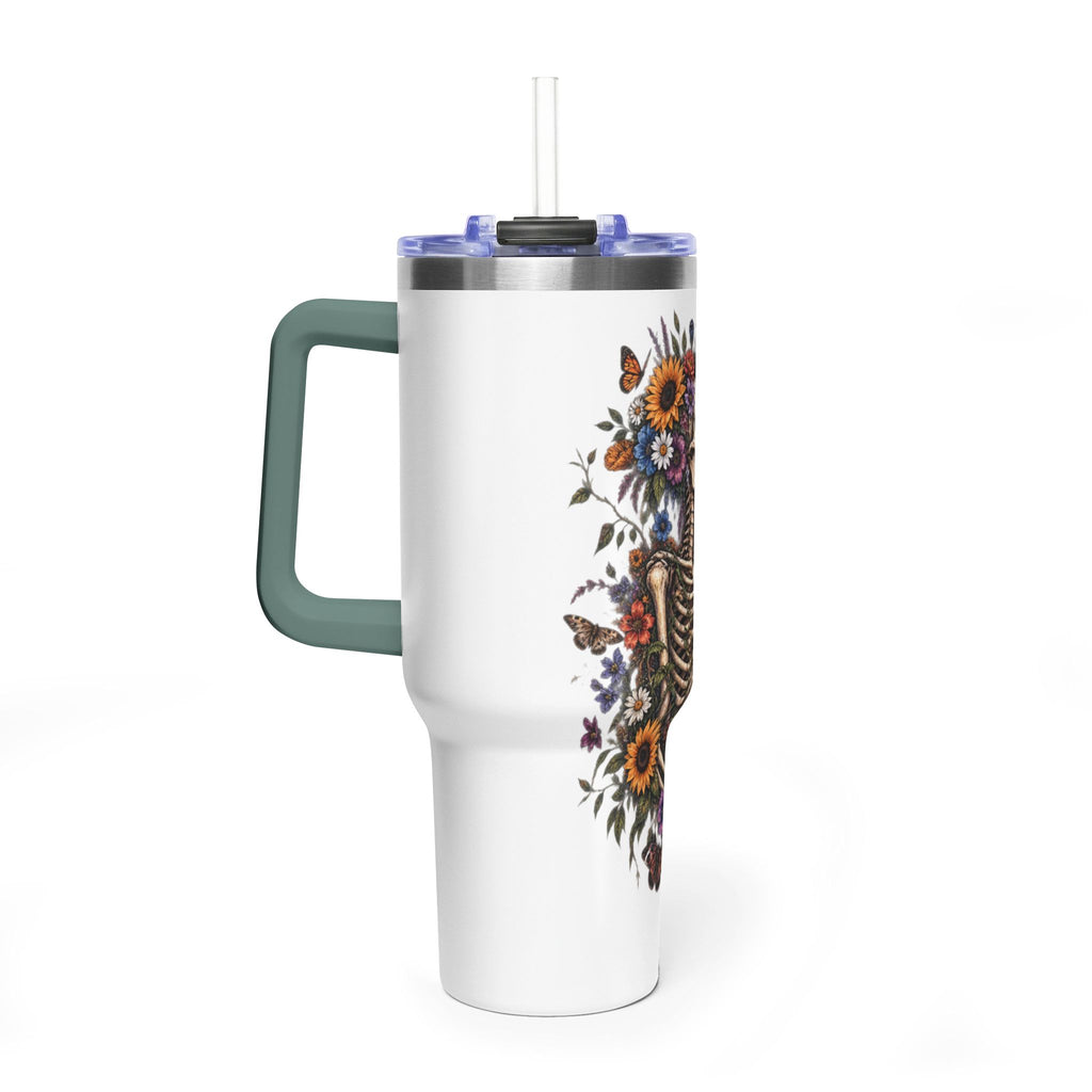 40oz Floral Skeleton Tumbler – Insulated Vacuum Travel Mug