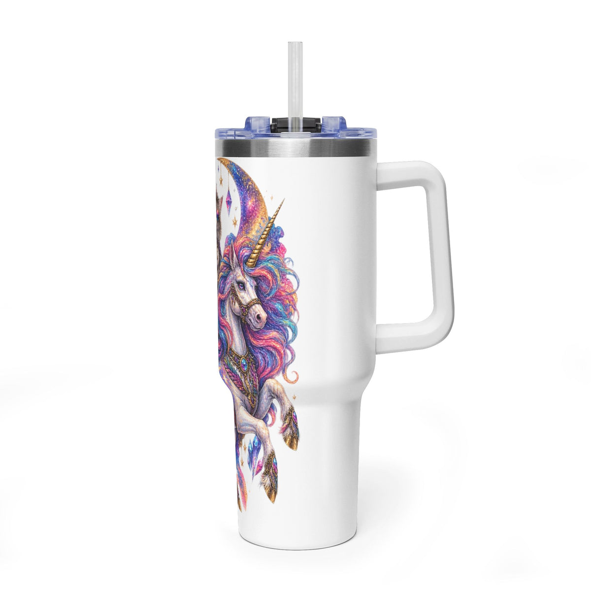 40oz Magical Unicorn Cat Tumbler – Colorful Fantasy Vacuum Insulated Cup