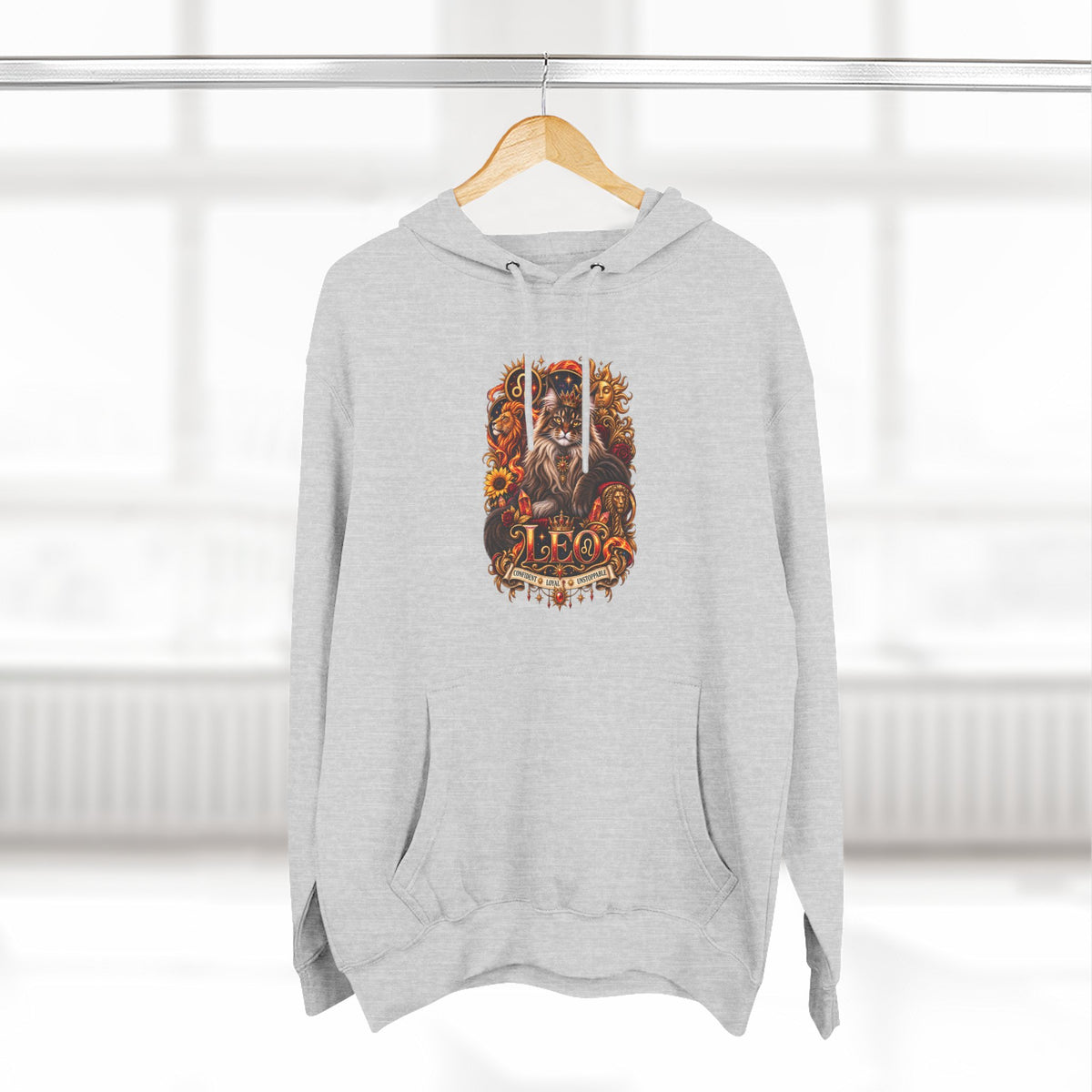 Leo Maine Coon Zodiac Hoodie — Mystical Celestial Cat Astrology Design
