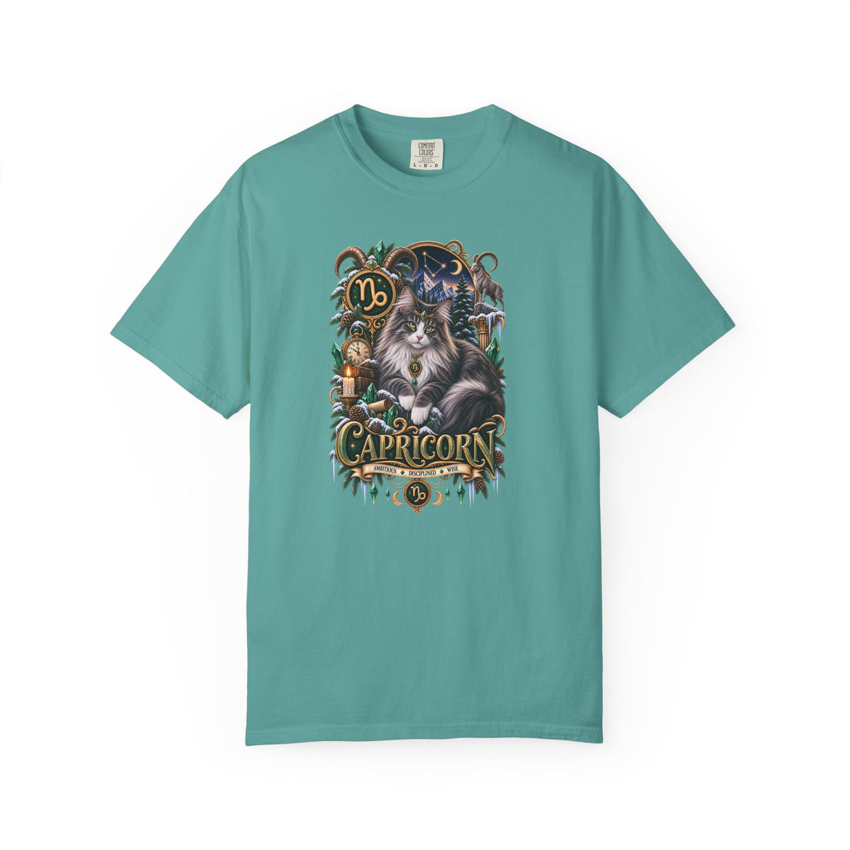 Capricorn Zodiac Norwegian Mountain Cat T-Shirt — Astrological Horoscope Tee