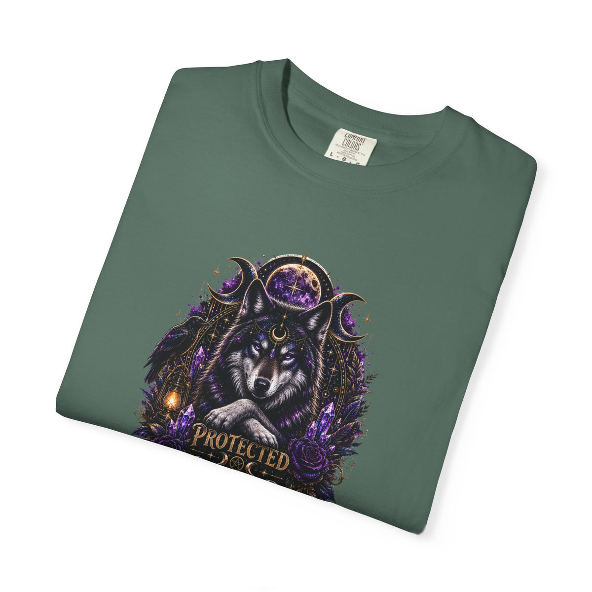 Protector Wolf T-Shirt — "Protected, Guided, Unfuckwithable" Spiritual Graphic Tee