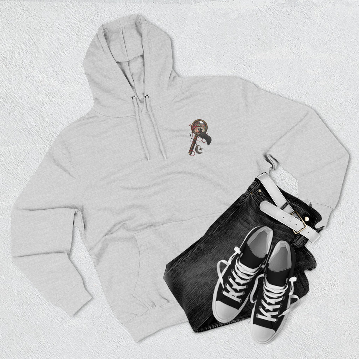 Detective Collage Hoodie — Vintage Mystery Photos & Magnifying Glass Graphic