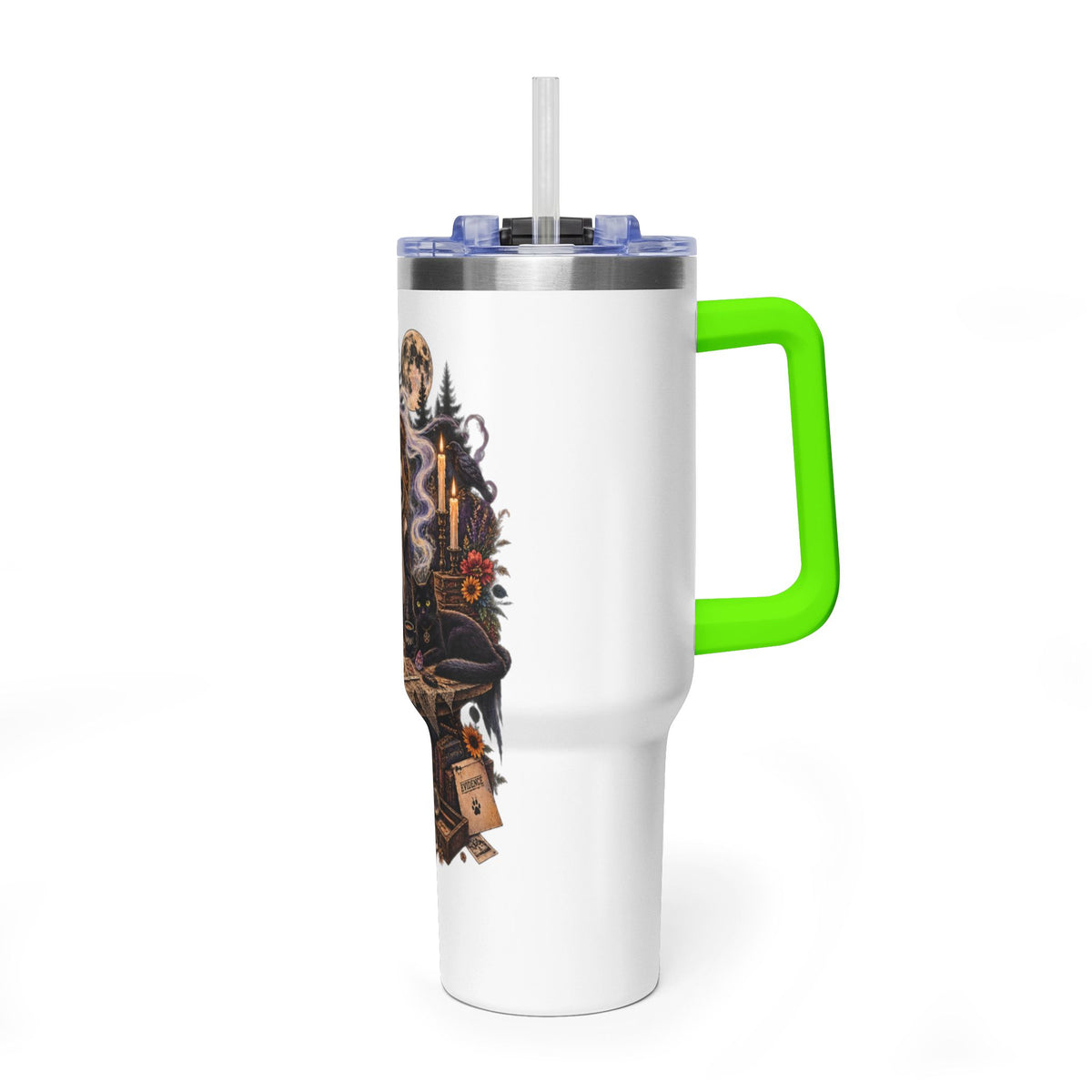 40oz Halloween Witch & Ghost Tumbler – Spooky Cottage Thermal Travel Mug