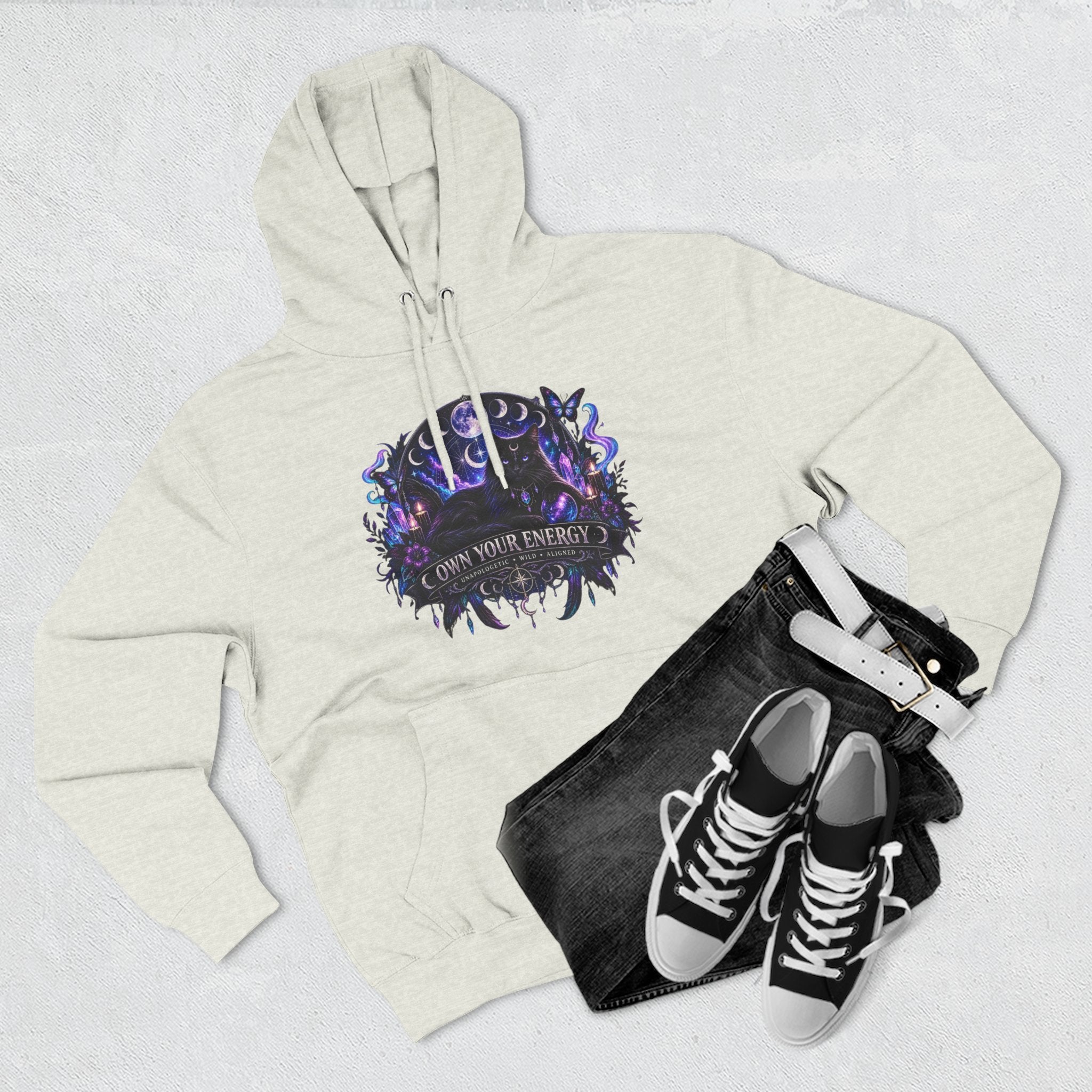 Mystical Black Cat Fleece Hoodie