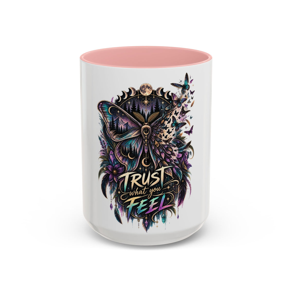 Trust What You Feel Moth Coffee Mug – Inspirational 11/15oz Accent Mug