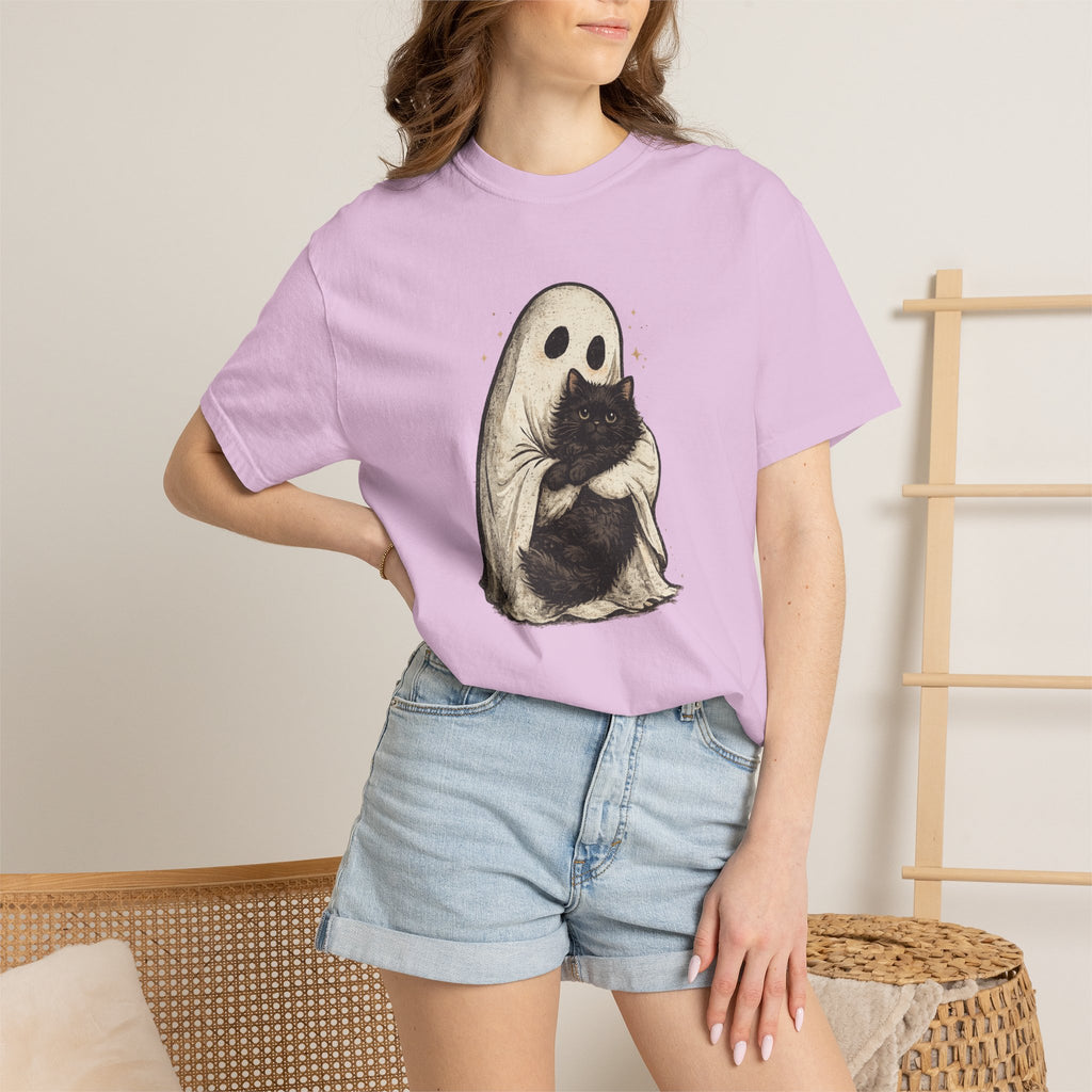 Ghost Hug T-Shirt — Cute Ghost Holding Cat Graphic Tee