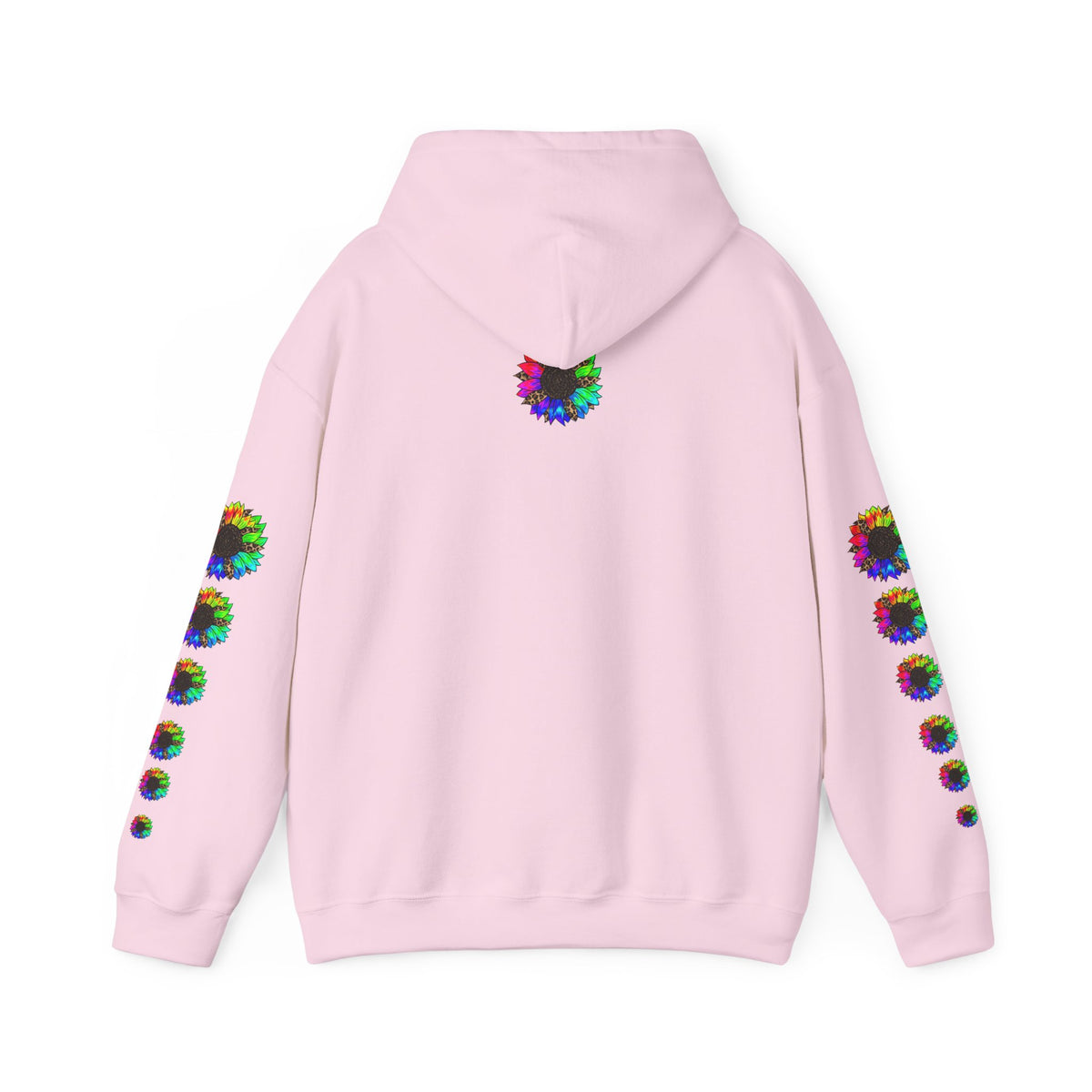 Inspirational Floral Hoodie – "Your Smile is Kind & Beautiful" Rainbow Sunflower Cozy Pullover