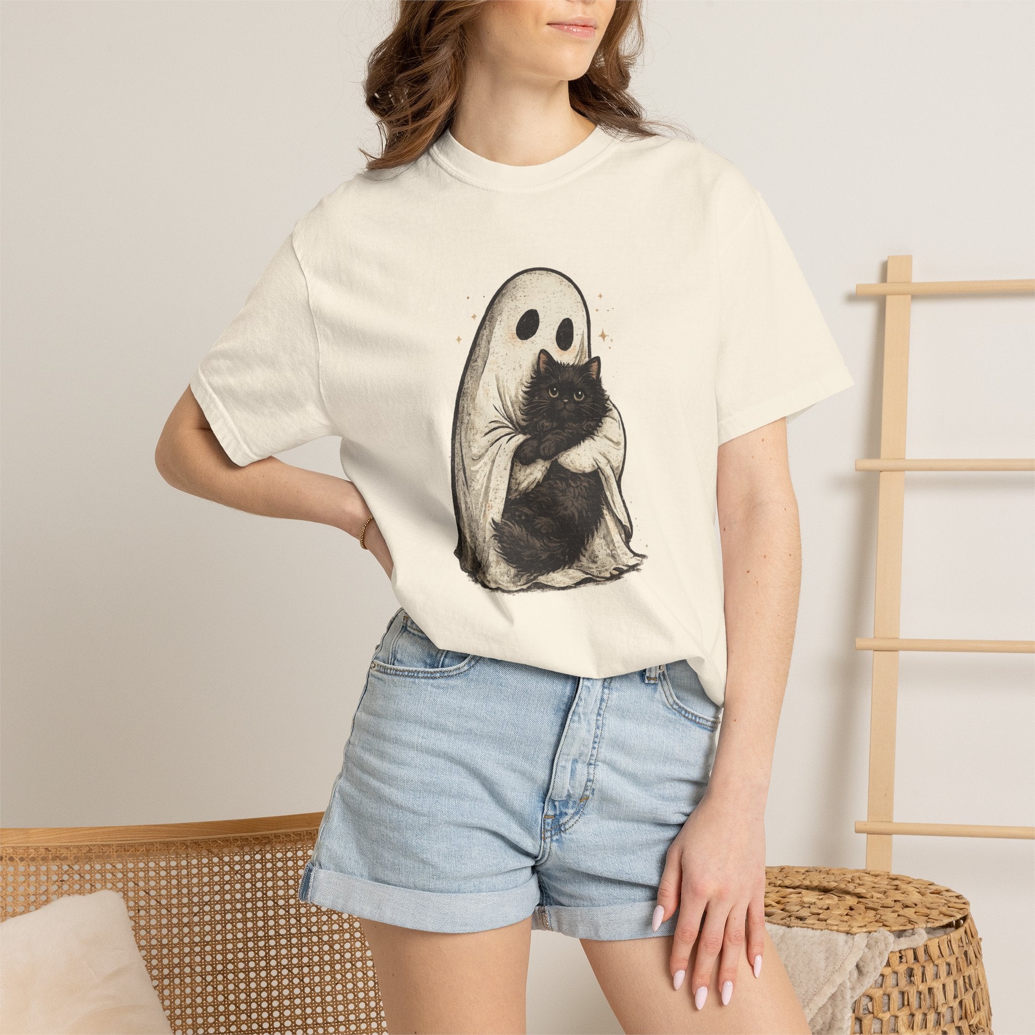 Ghost Hug T-Shirt — Cute Ghost Holding Cat Graphic Tee
