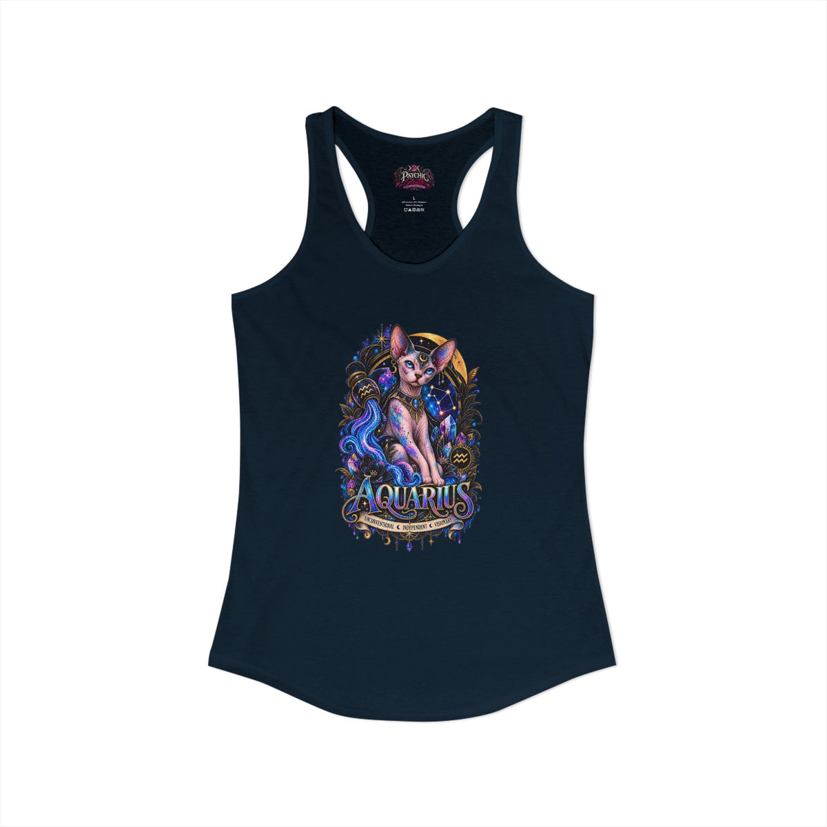 Aquarius Sphynx Cat Zodiac Tank- Celestial Astrology Cat Lover Tank