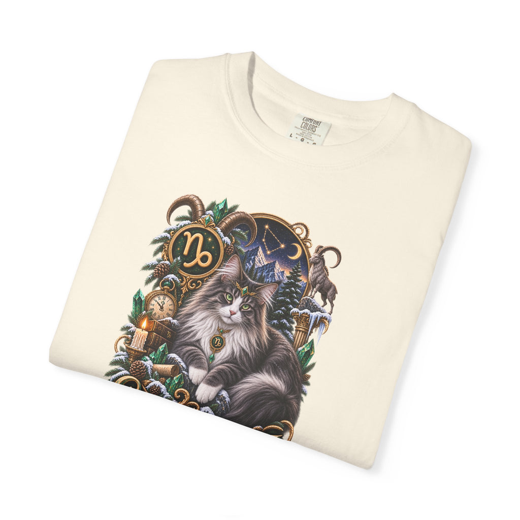 Capricorn Zodiac Norwegian Mountain Cat T-Shirt — Astrological Horoscope Tee