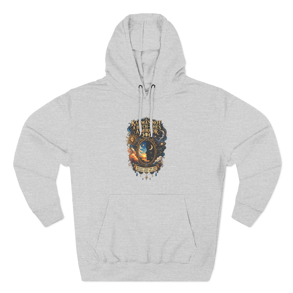 "Karma's not a Bitch she's a Mirror" Hoodie — Spiritual Boho Graphic Pullover