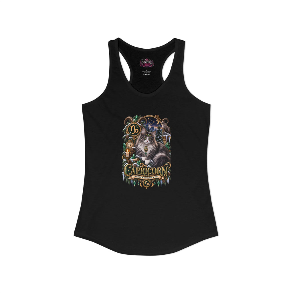 Capricorn Norwegian Forest Cat Zodiac Tank- Celestial Astrology Cat Lover Tank