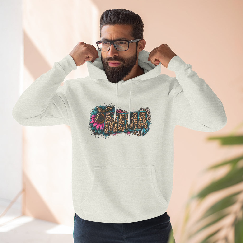 MEMA Leopard Floral Heat Hoodie — Cozy Fleece Pullover with Leopard & Flowers Design