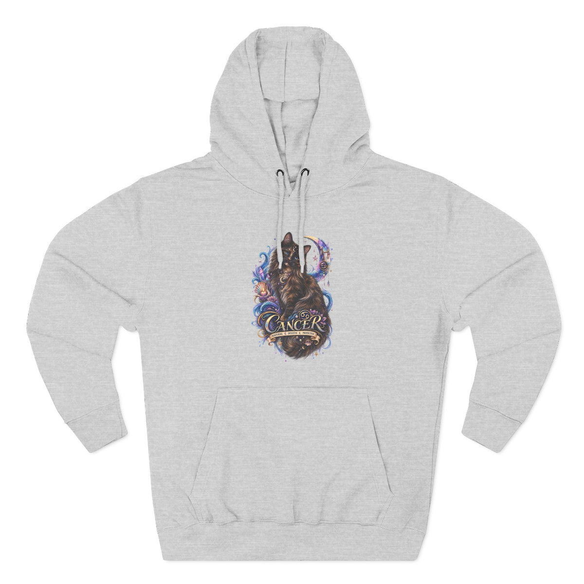Cancer Tortoiseshell Cat Zodiac Hoodie — Zodiac Cat Graphic Fleece Pullover