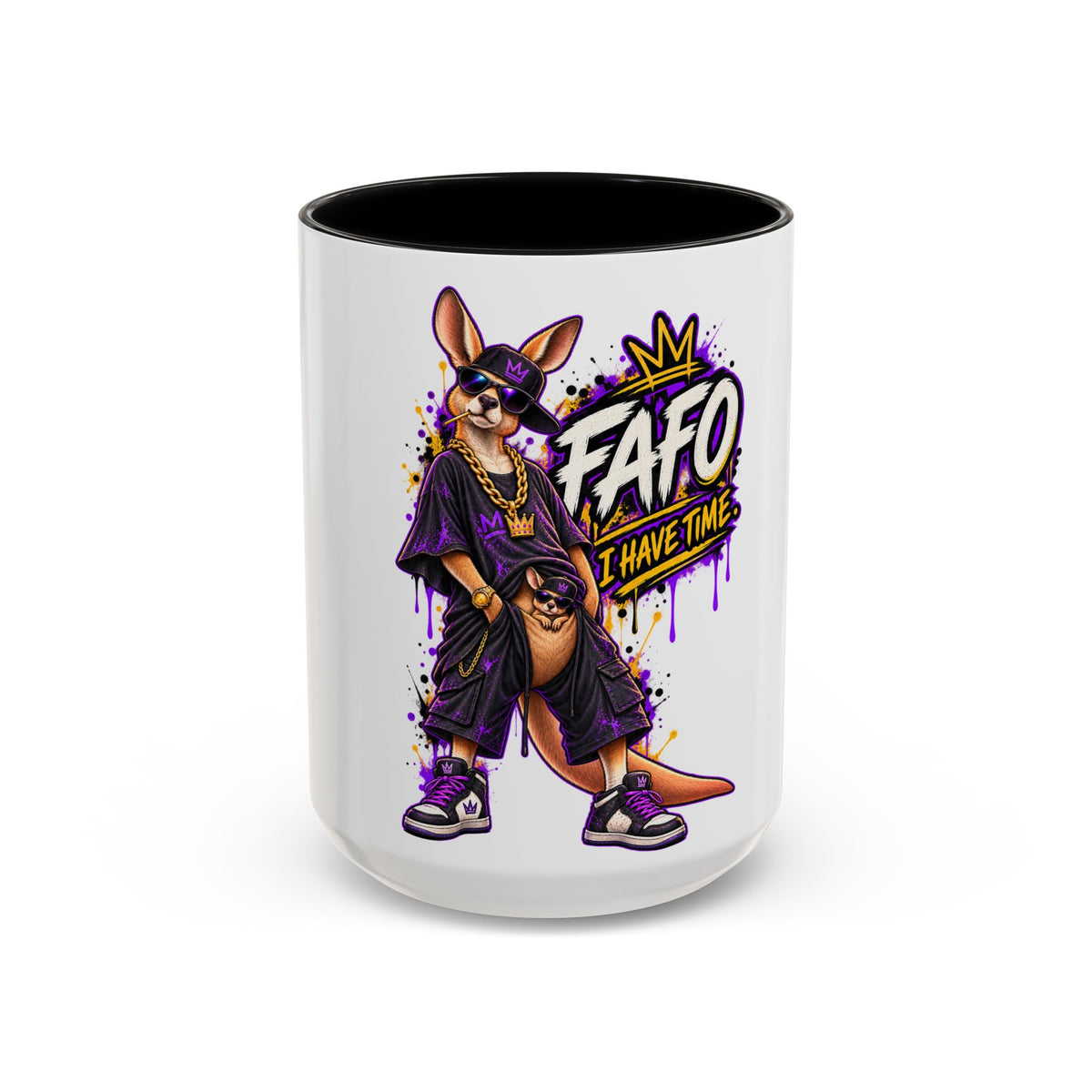 Kangaroo Streetwear Coffee Mug — "FAFO I Have Time" Accent Mug
