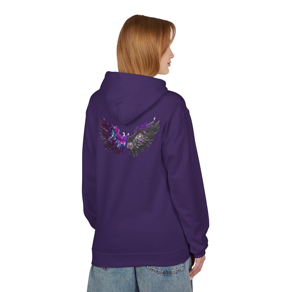 Free Spirit Hoodie — Purple Galaxy Wing Graphic Pullover
