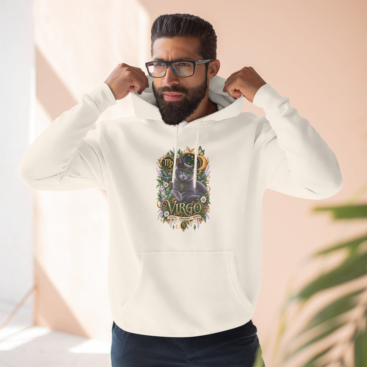 Virgo Russian Blue Cat Zodiac Hoodie — Astrological Virgo Horoscope Pullover