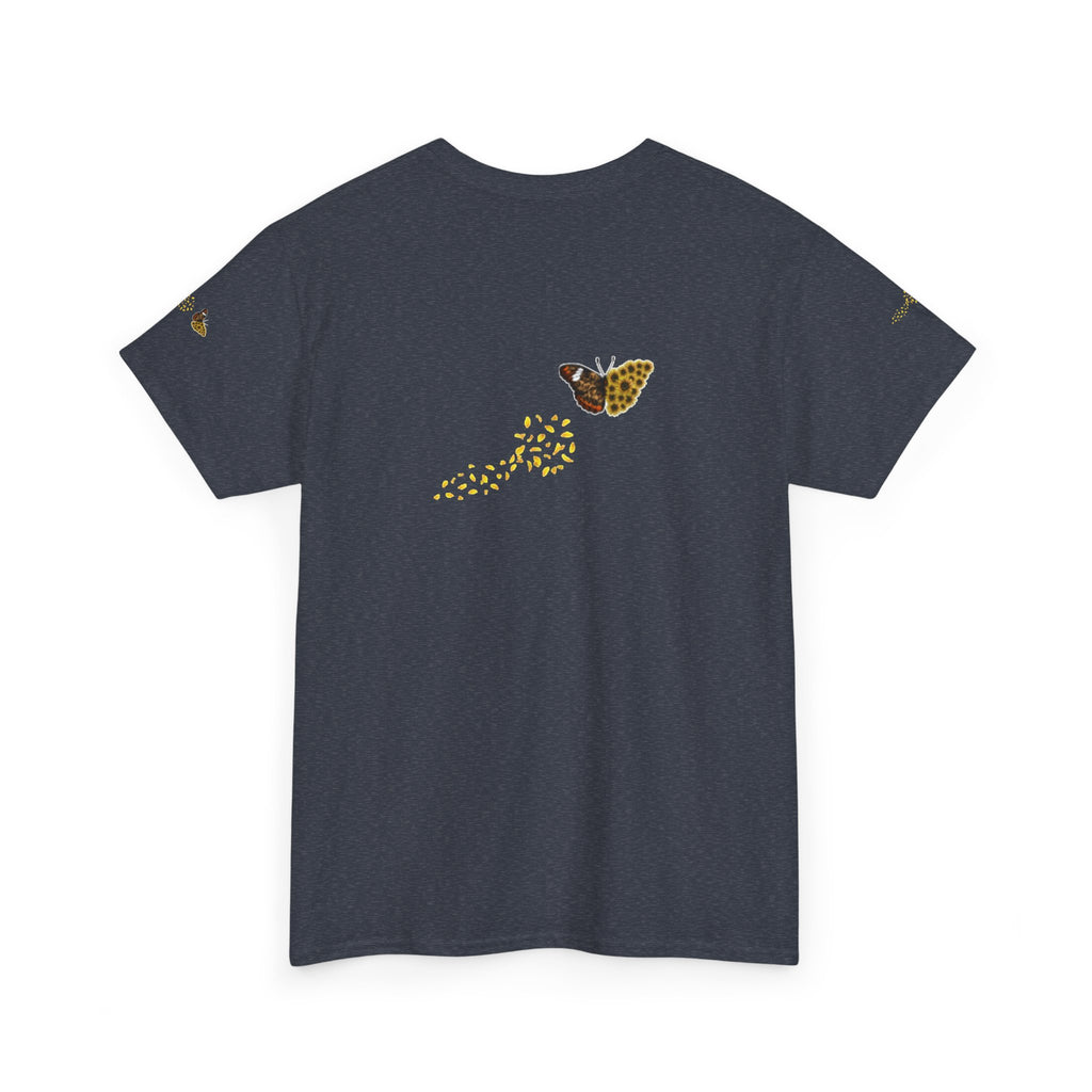 Sunflower Kitten Tee | Butterfly Accent, Floral Cat Shirt