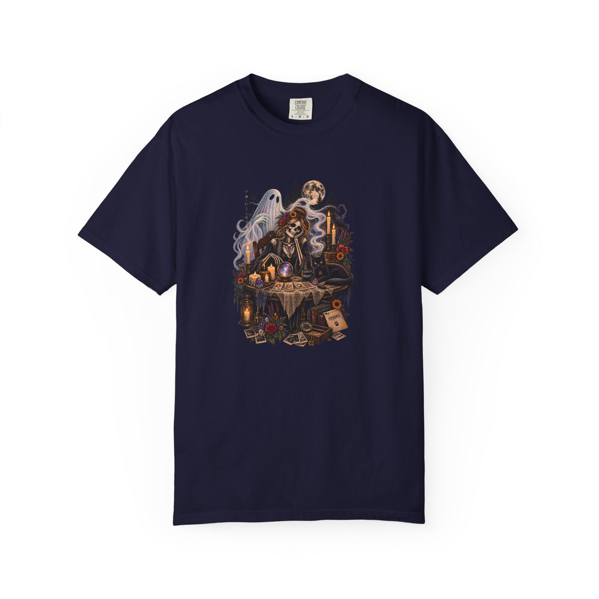 Tarot Seance Skeleton, Black Cat & Ghost Graphic Tee