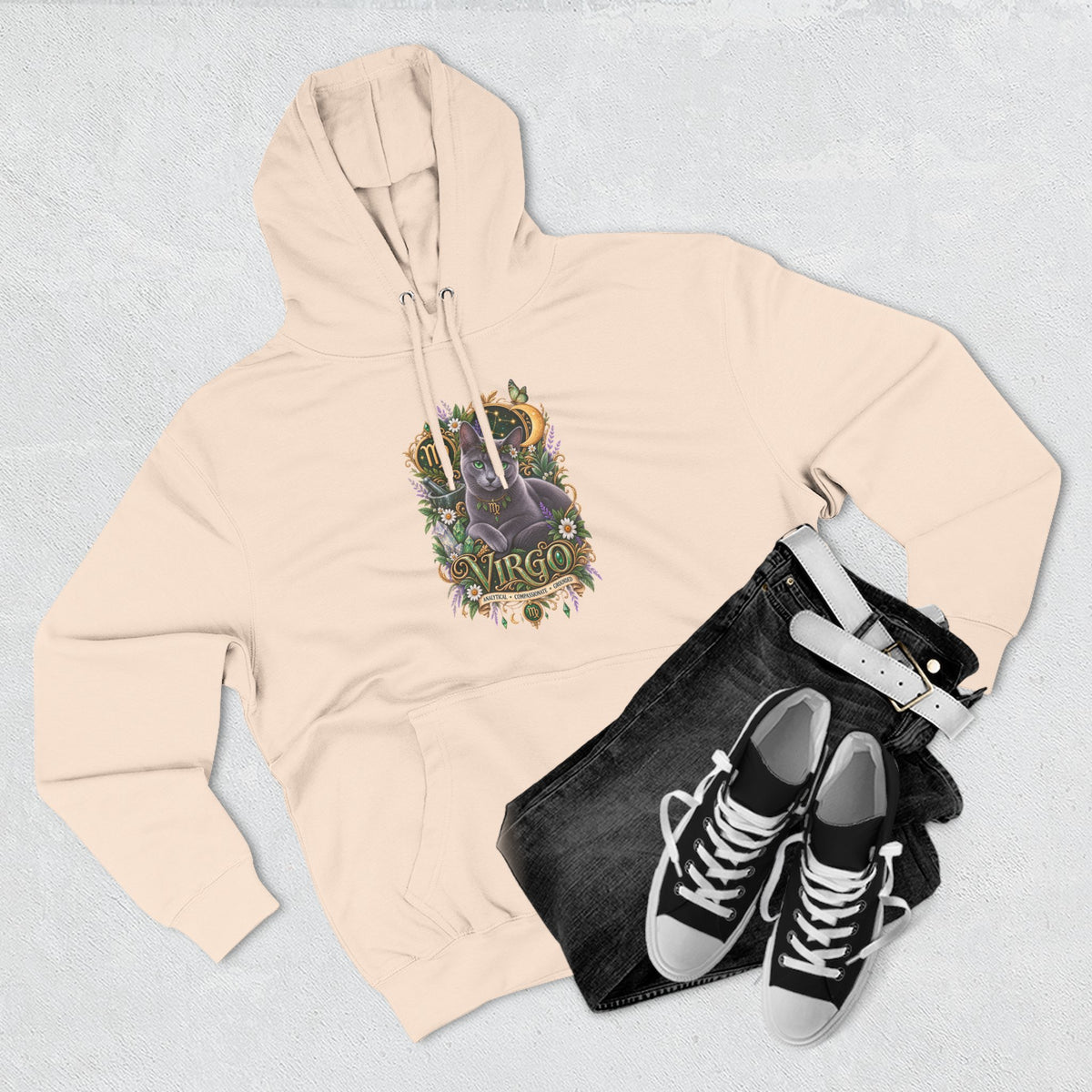 Virgo Russian Blue Cat Zodiac Hoodie — Astrological Virgo Horoscope Pullover