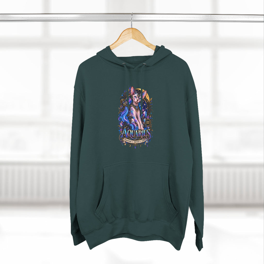 Aquarius Sphynx Cat Zodiac Hoodie- Celestial Astrology Cat Lover Sweatshirt