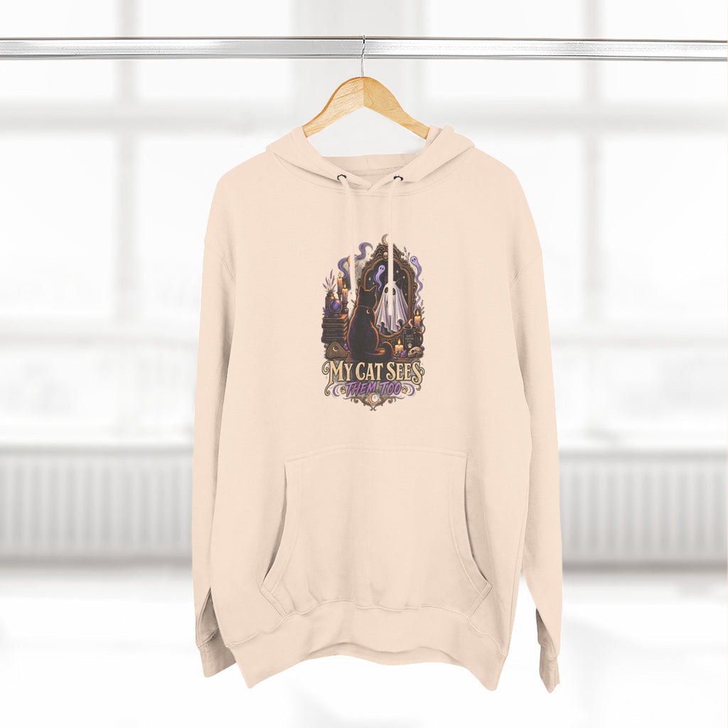 My Cat Sees Them Too- Black Cat Ghost Hoodie