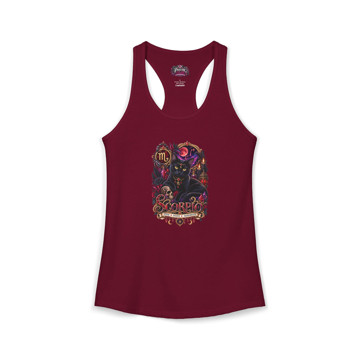 Scorpio Black Cat Bombay Zodiac Tank- Celestial Astrology Cat Lover Tank