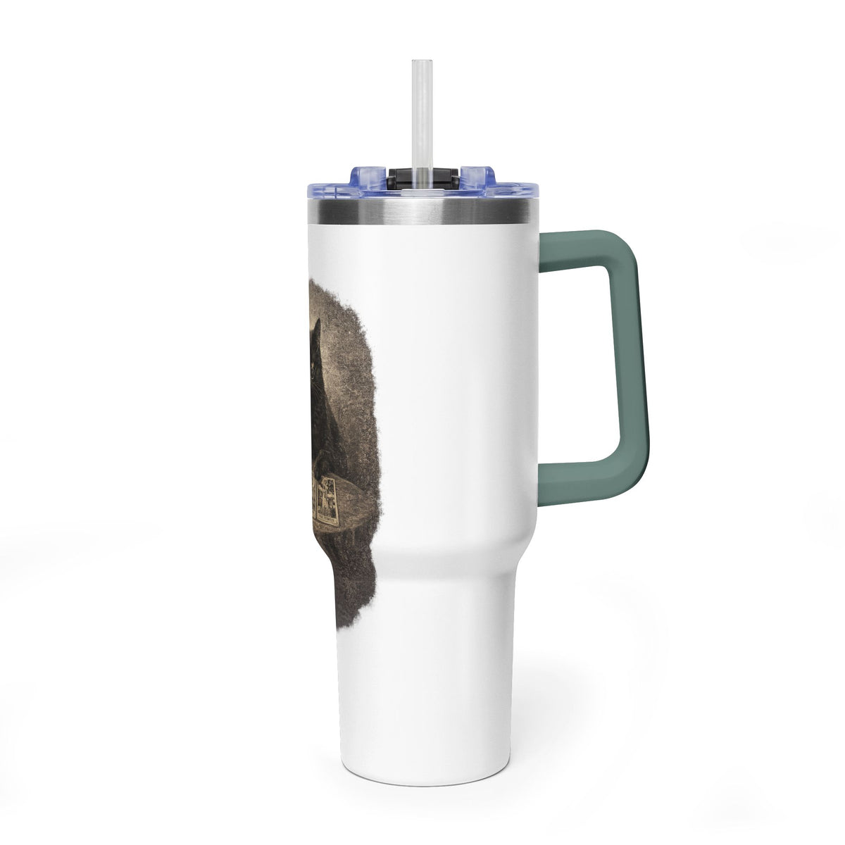40oz Black Cat Tarot Tumbler — Witchy Tarot Coffee Travel Mug