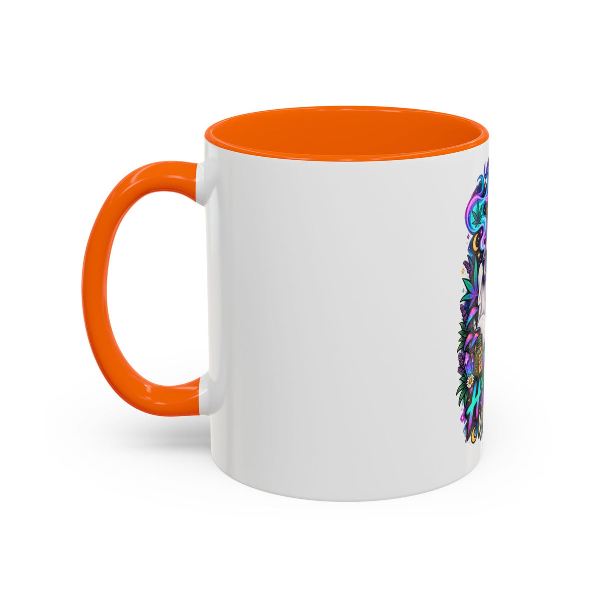 Higher Vibrations Coffee Mug — Cute Ghost & Cat Accent Mug (11/15 oz)