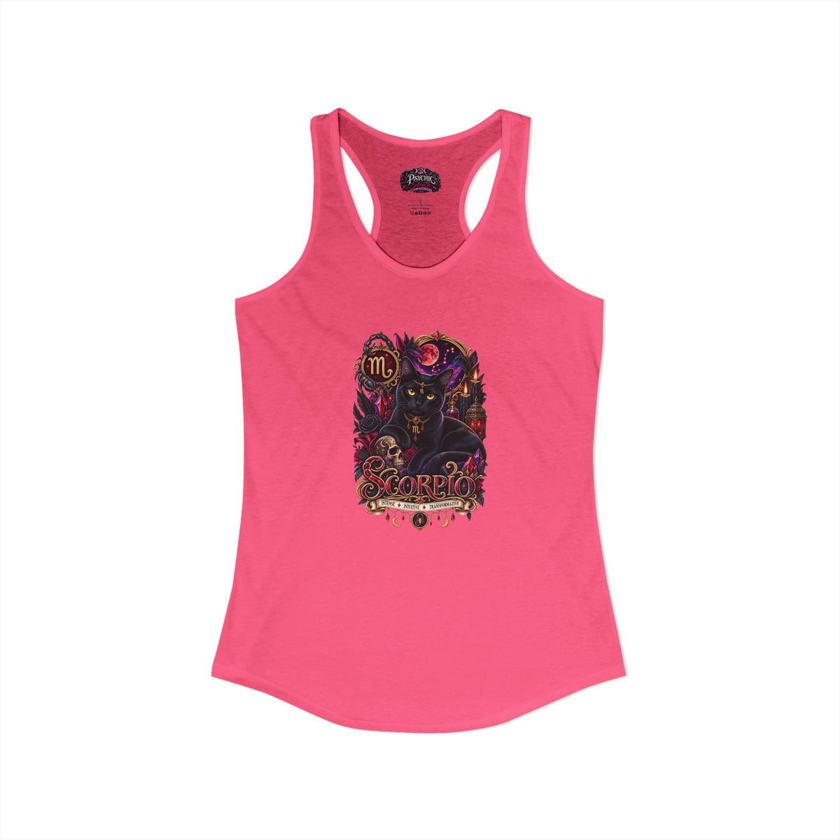 Scorpio Black Cat Bombay Zodiac Tank- Celestial Astrology Cat Lover Tank