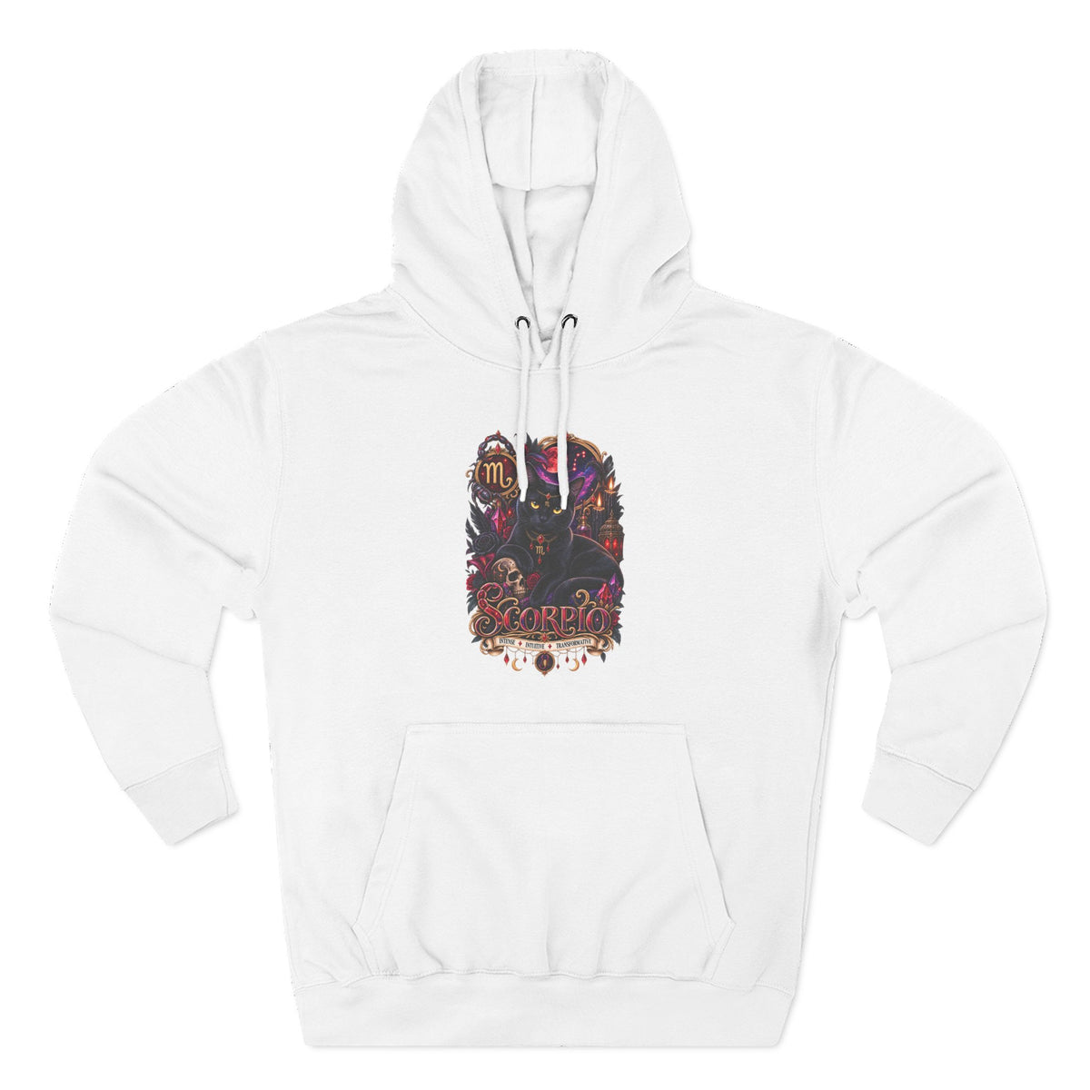 Scorpio Bombay Black Cat Floral Zodiac Hoodie — Intricate Scorpion Zodiac Sign