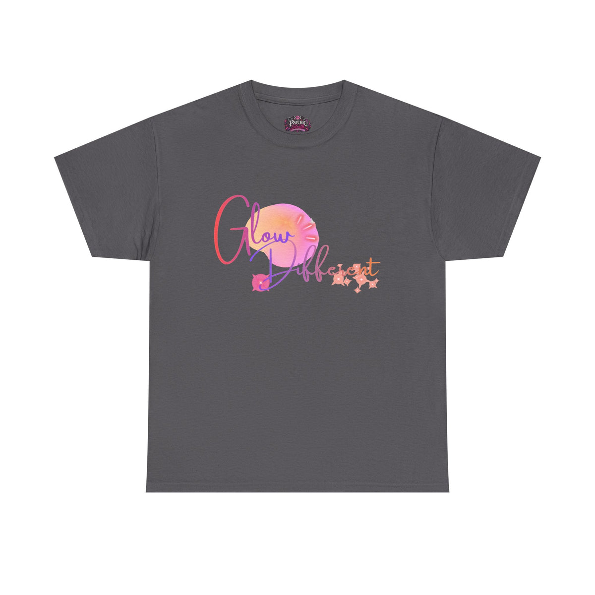 Glow Different Tee — Inspirational Pastel Script Graphic T-Shirt