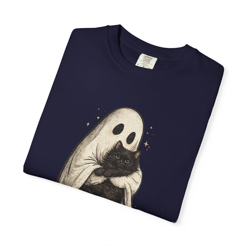 Ghost Hug T-Shirt — Cute Ghost Holding Cat Graphic Tee