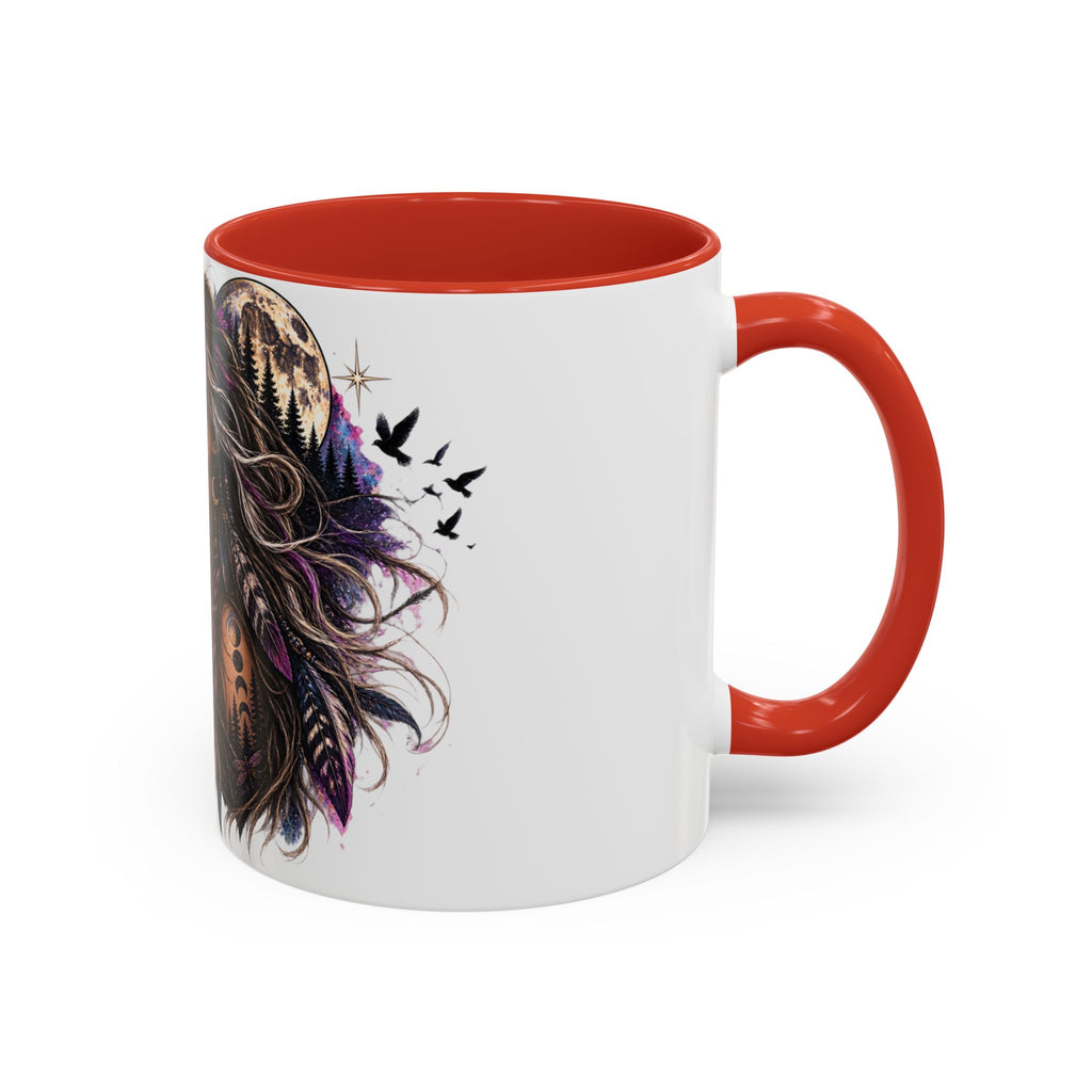 Feral Not Fragile Accent Coffee Mug — Wolf Goddess 11oz/15oz