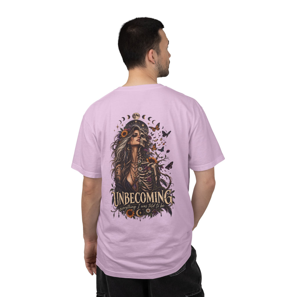 Unbecoming Gothic Moon T‑Shirt — Witchy Skeleton Art Tee