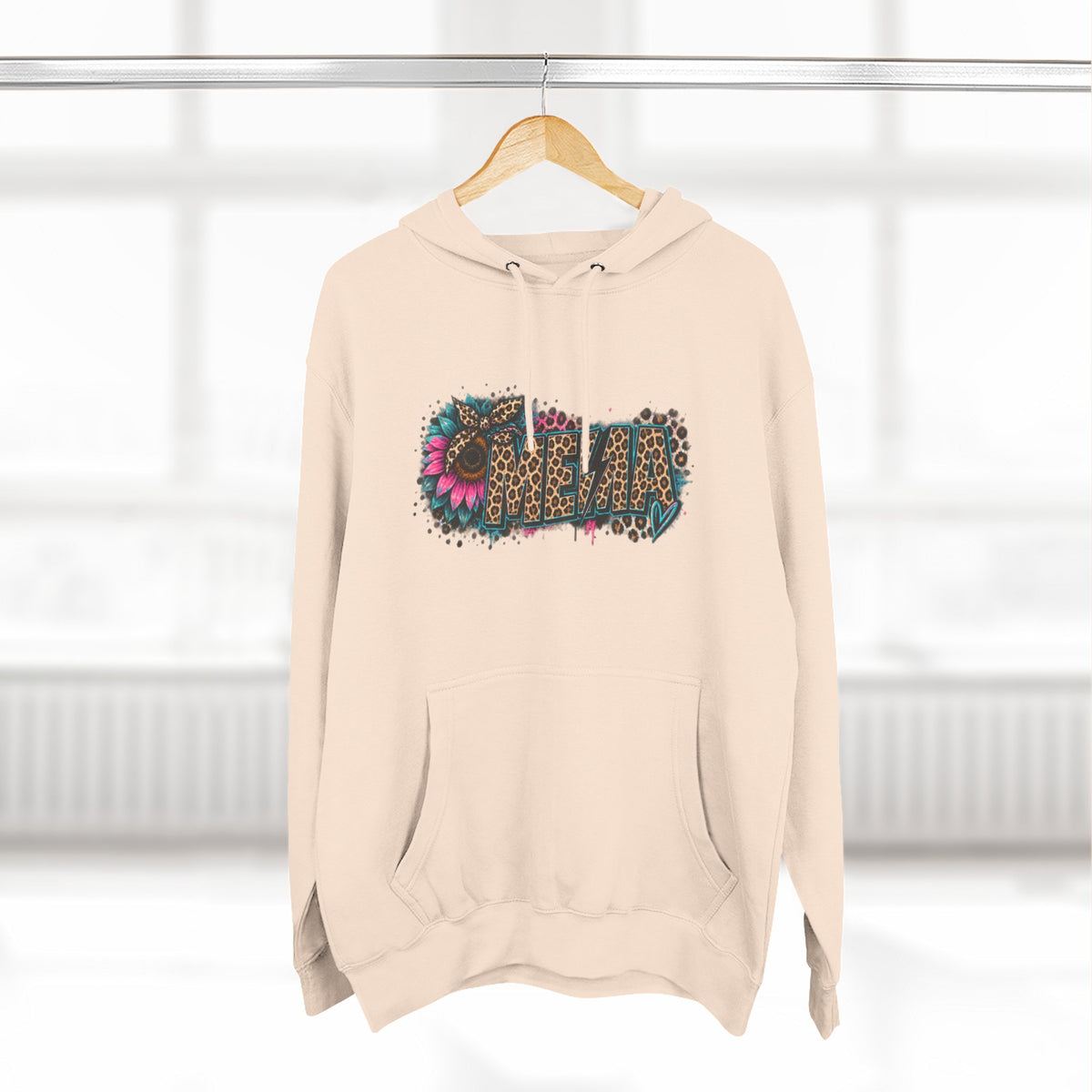 MEMA Leopard Floral Heat Hoodie — Cozy Fleece Pullover with Leopard & Flowers Design