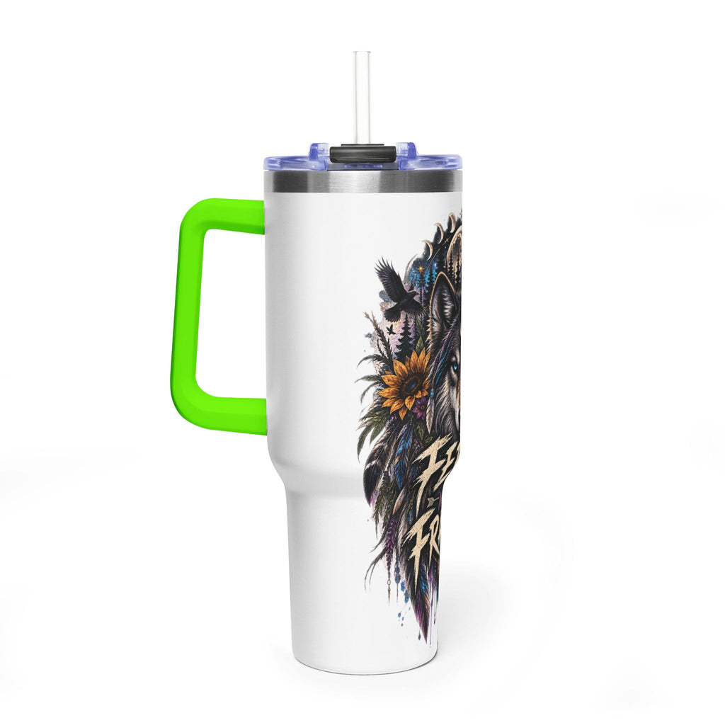 40oz Wolf Tumbler — “Feral Not Fragile” Insulated Thermal Cup