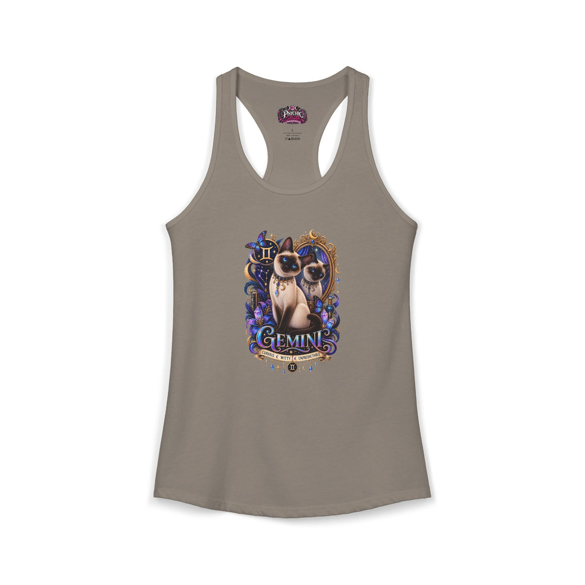 Gemini Siamese Cat Zodiac Tank- Celestial Astrology Cat Lover Tank