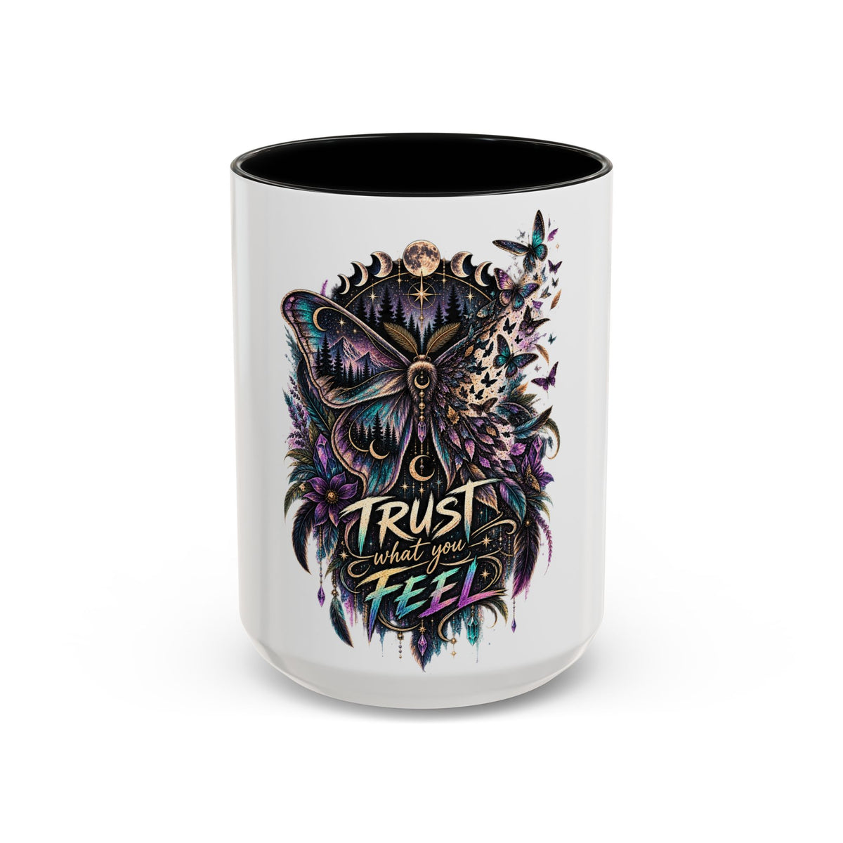 Trust What You Feel Moth Coffee Mug – Inspirational 11/15oz Accent Mug