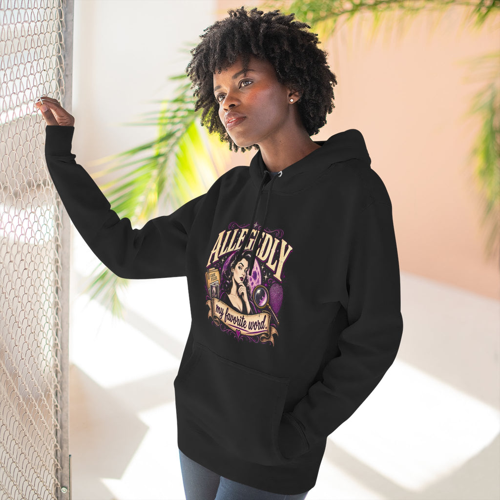 Hoodie — "Allegedly My Favorite Word" Retro Witch Graphic