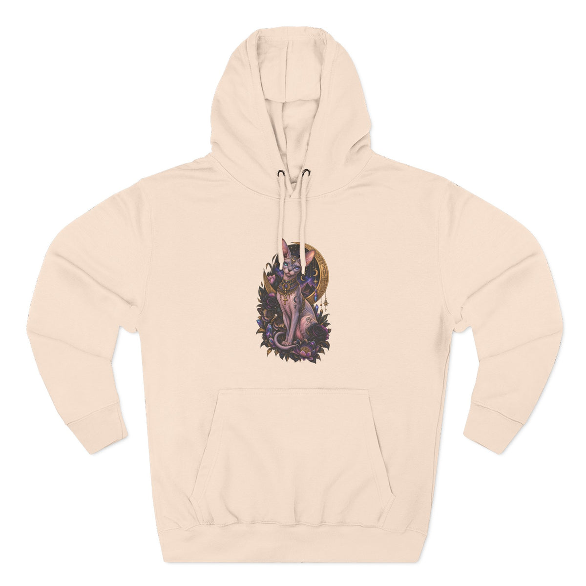 Mystic Moon Egyptian Sphynx Cat Hoodie — Gothic Feline Graphic Pullover