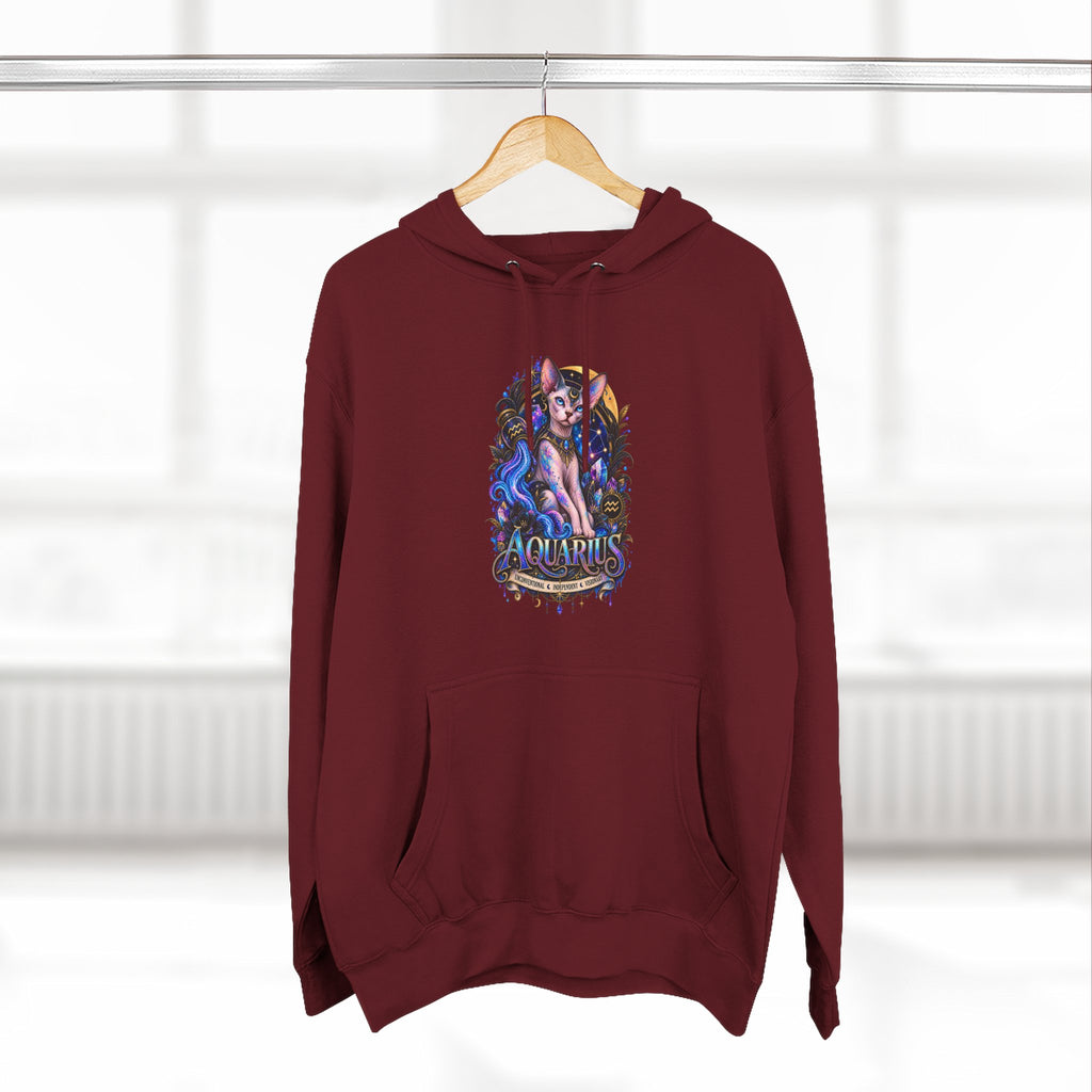 Aquarius Sphynx Cat Zodiac Hoodie- Celestial Astrology Cat Lover Sweatshirt