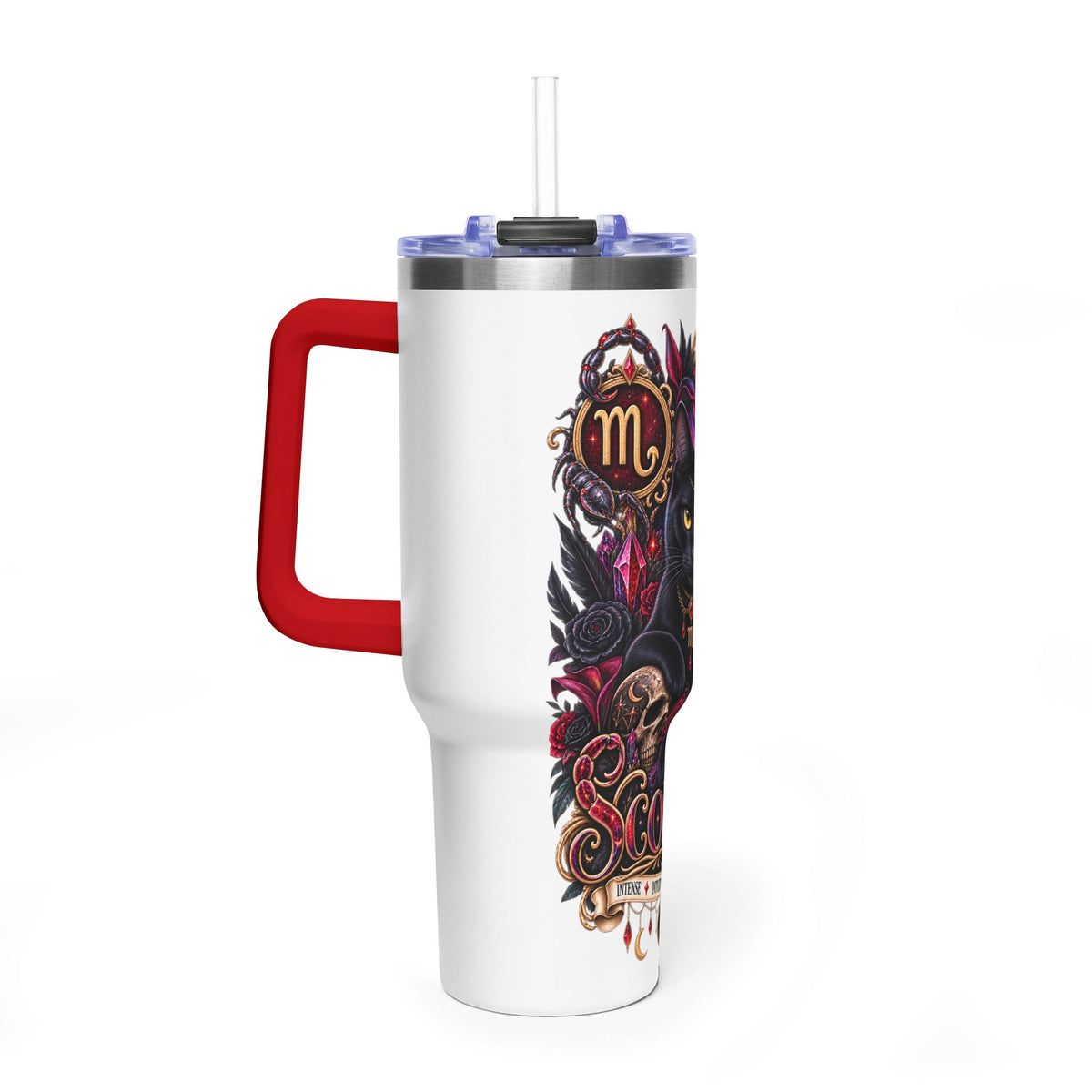 Scorpio Black Bombay Cat 40oz Vacuum Tumbler – Zodiac Black Cat Insulated Travel Mug