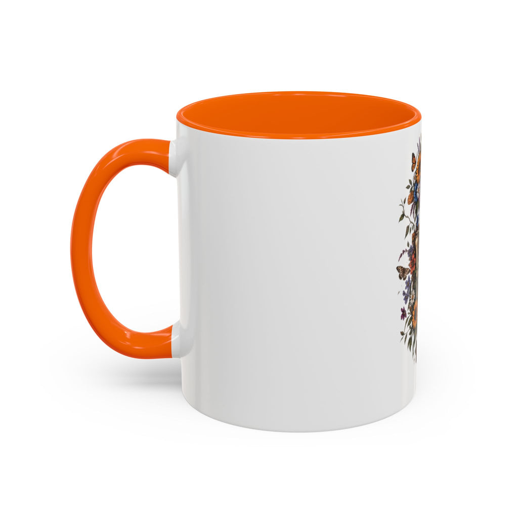 Skull & Moon Floral Coffee Mug — Gothic Botanical Accent Mug