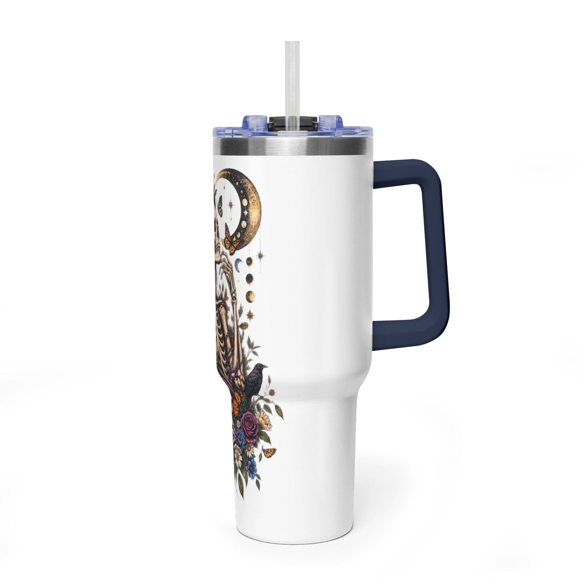 40oz Floral Skeleton Tumbler – Insulated Vacuum Travel Mug