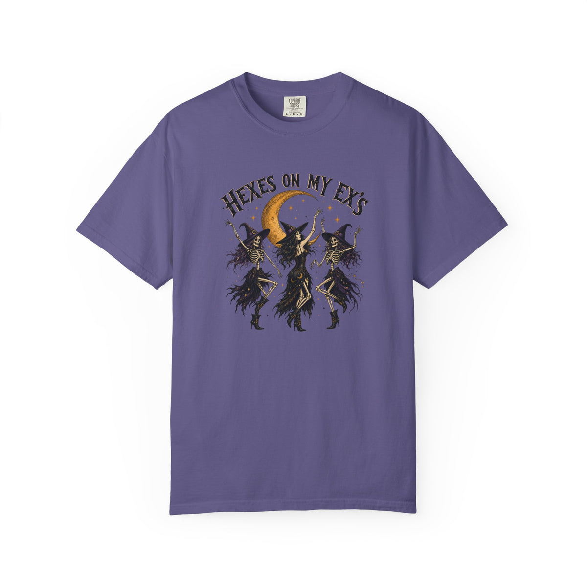 Witches and skeleton Graphic T-Shirt — "Hexes On My Ex's" Moon Witch Tee