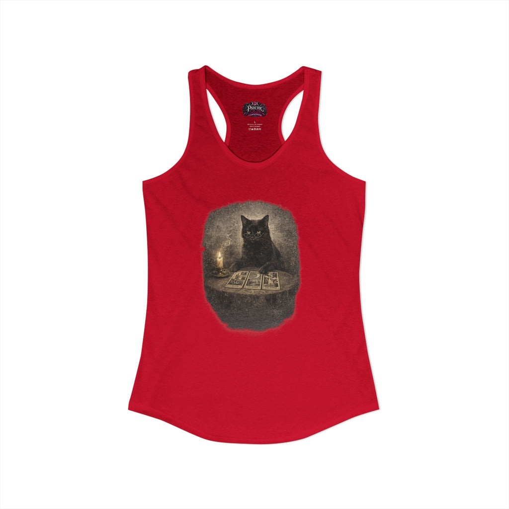 Black Cat reading Tarot Cards Tank