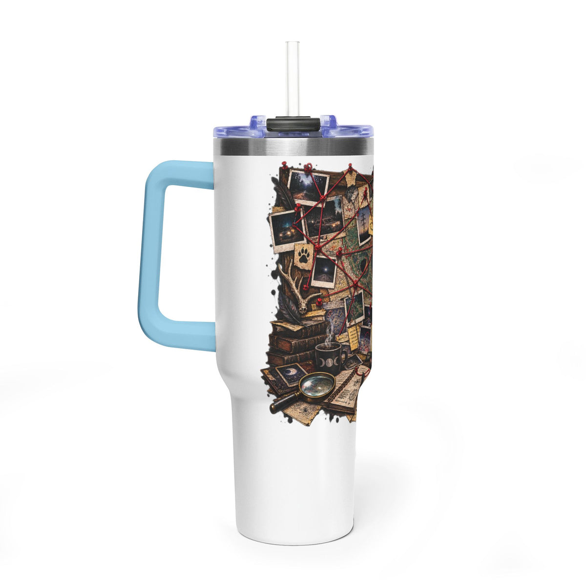 Mystery Board 40oz Vacuum Tumbler — Detective Case Files Design
