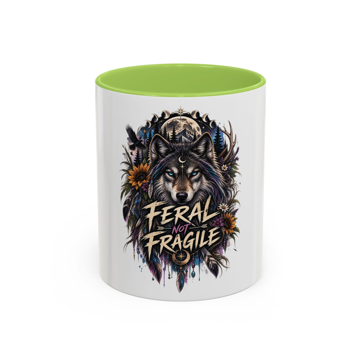Feral Not Fragile Wolf Accent Coffee Mug (11oz & 15oz)