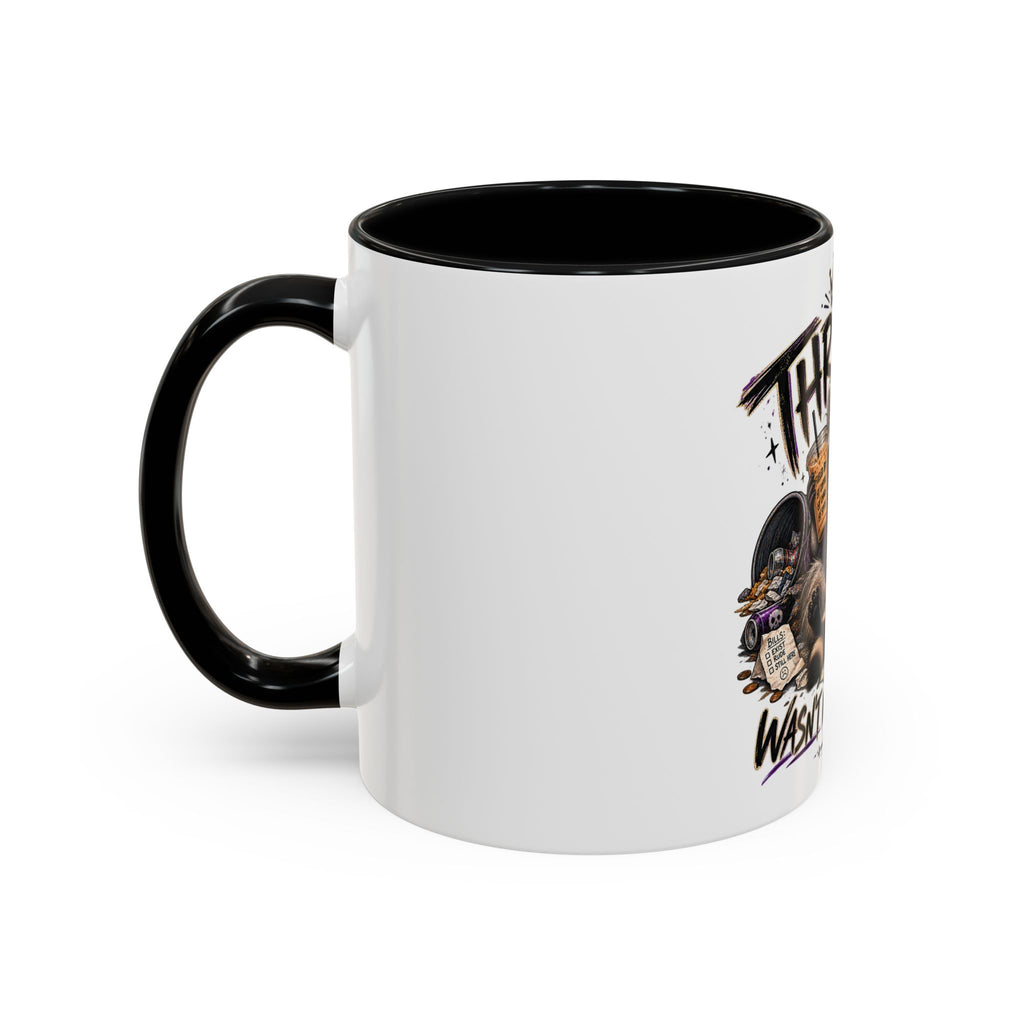 Thriving Raccoon Accent Coffee Mug — "Thriving Wasn't in the Budget" Funny Gift